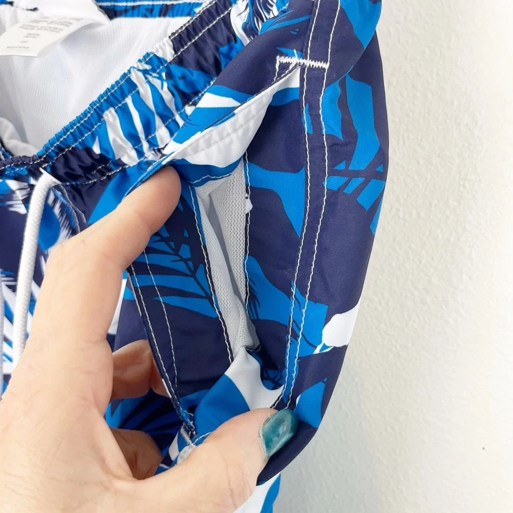 Calvin Klein Men's Swim Trunks Blue Tropical Small